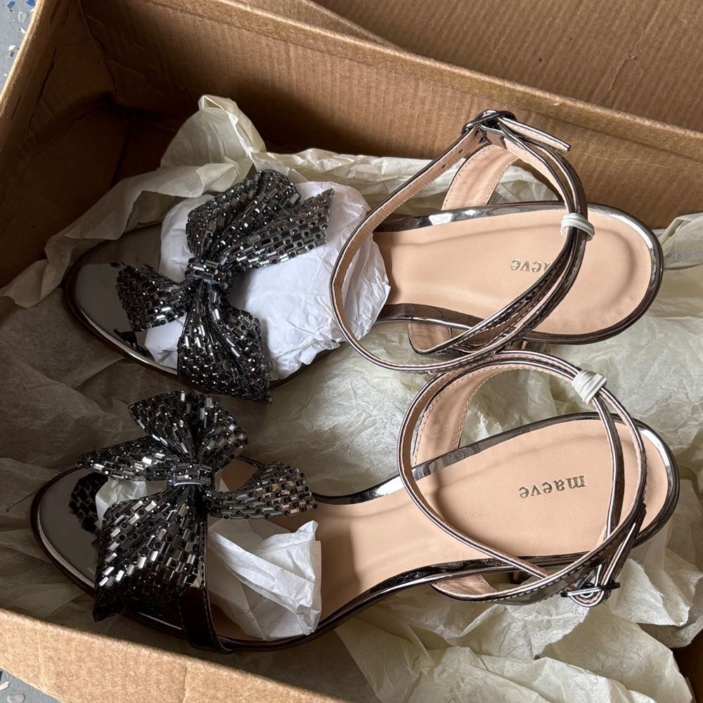 Anthropologie Maeve Bow Heeled Sandals